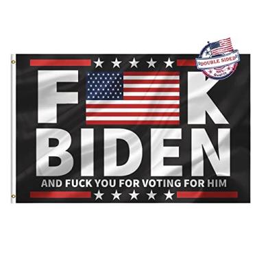 Imagem de Mosprovie Fuck Biden Flag 3x5 Outdoor Double Sided- Anti-Biden FJB Funny Flags Heavy Duty 3ply Biden Flags Super Durable 4 Rows Stitched Edge FCK Biden Flag Canvas Header with 2 Brass Grommets