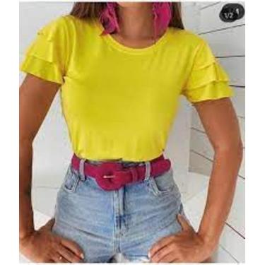 Imagem de Blusa feminina tshirt manga babado 3 marias tecido viscolaycra manga c