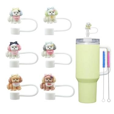 Imagem de 6 peças de 10 mm capa de canudo para cachorro Stanley, cobertura de palha à prova de poeira para copos de 30 e 1,134 g e garrafas de água, acessórios reutilizáveis para copos Stanley, presentes
