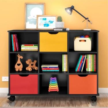 Imagem de Nicho Organizador com Rodinhas Portland Preto com 3 Gavetas Coloridas 