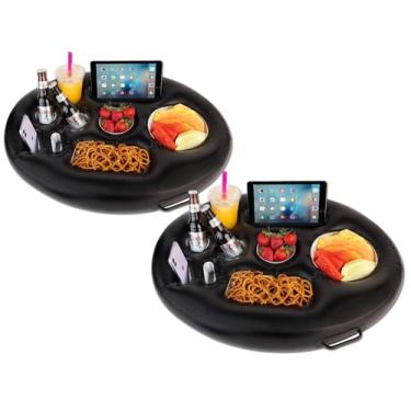 Imagem de Zone Tech Suporte inflável flutuante para bebida para piscina, banheira de hidromassagem para adultos – barra de servir bufê, bebidas, frutas, salada, tablet, telefone celular. (2 unidades)