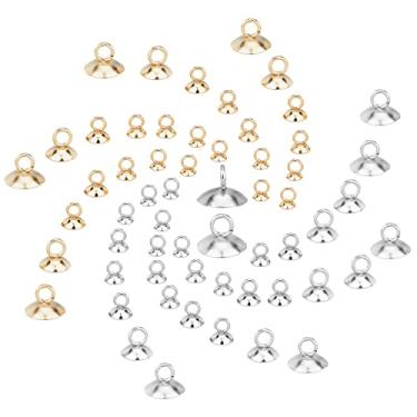 Imagem de SUNNYCLUE 1 caixa com 100 peças, 5 tamanhos, berloques de tampa de contas de aço inoxidável, mini bolas de vidro, globo redondos, fecho espaçador de pérolas, pingentes pendentes para bijuterias DIY,