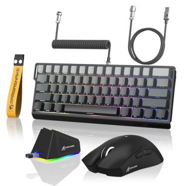 Imagem de Conjunto mecânico de teclado e mouse X60 HE&ATACK SHARK X11, 60% de 3 modos de acionamento rápido, mouse leve de 8K, 59 g com base de carregamento RGB, 22K DPI, PAW3311, cabo enrolado para Win/Mac