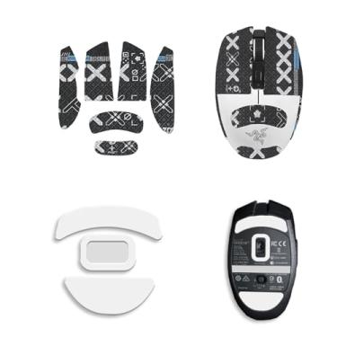 Imagem de NOUKAJU Fita de aderência de mouse para Razer Orochi V2, bordas curvas arredondadas, patins, kit de atualização de mouse profissional pré-cortado resistente ao suor autoadesivo (almofada de pé + fita