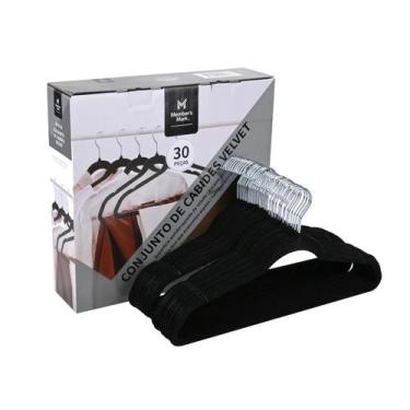 Imagem de Cabide Aveludado Preto Conjunto 30 Unidades Member'S Mark