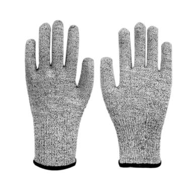 Imagem de Luvas de Proteção Anti-Corte Nível 5 Resistentes para Cozinha Restaurante e Açougue Luva HPPE Anticorte Leve e Resistente Profissional Cinza