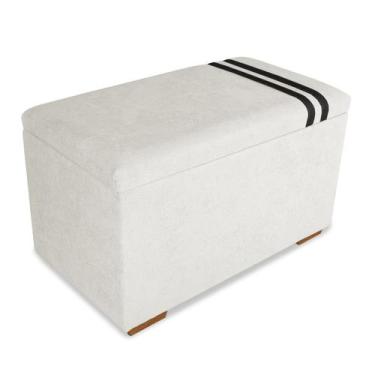 Imagem de Recamier Puff Baú Decorativo Funcional Organizador no Boucle com Cinto