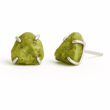 Imagem de Brinco Tarraxa Serpentinita - Cristal Natural, Prata 925
