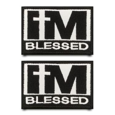 Imagem de 2 peças Im Blessed Patch Hook & Loop costurado no emblema bordado prendedor tático apliques adesivos para jaqueta, roupas, mochilas, chapéus, colete, crachá, frase Encourage Blessing Phrase Acessórios