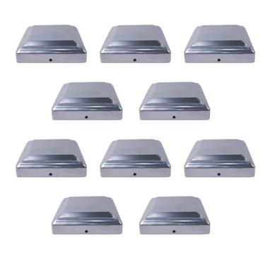 Imagem de Tampas de poste de metal de 7,9 x 7,9 cm, 10 peças de tampas de poste de cerca e deck para cerca, poste de madeira de decks ou corredores, tampas de poste de deck à prova d'água com revestimento