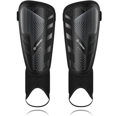 Imagem de Caneleiras de futebol AirsFish atualizadas com certificação CE em preto