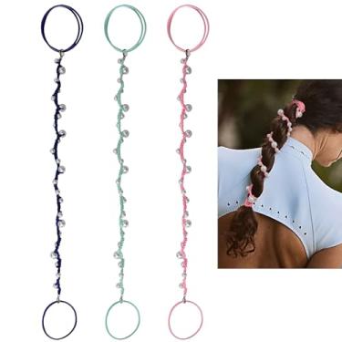 Imagem de Lindas gravatas de cabelo de pérola para mulheres, trançadas à mão, esportivas, rabo de cavalo, para treino, uso diário, praia, natação, surfe, mergulho, acessórios de cabelo livres de emaranhados