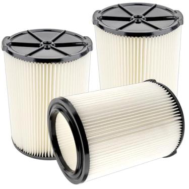 Imagem de (3 peças) Filtro de cartucho de substituição VF4000 compatível com RIDGID 72947 Aspirador seco molhado 5 a 20 galões 6-9 galões Husky Vacuum RV2400A RV2600B WD5500 WD0671 Vac, filtro HEPA pacote com 3