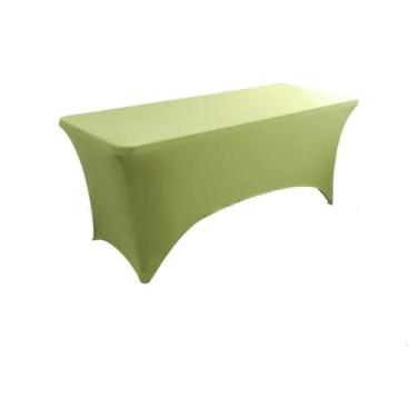 Imagem de Toalha de mesa de elastano opcional de 4 pés, 5 pés, 6 pés e 8 pés, alta elasticidade, capa de mesa de casamento, hotel, aniversário, toalha de mesa dobrável para coquetel, verde grama, 8 pés (242 x