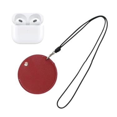 Imagem de Capas para fones de ouvido e fones de ouvido – Bolsa para fone de ouvido | Capa para fones de ouvido | Capa para fone de ouvido pequena de couro PU com cordão longo | Bolsa de fone de ouvido com botão