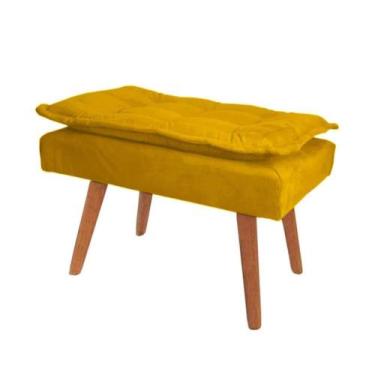 Imagem de Banqueta Puff decorativo Opala amarelo pé palito - Roggi HD
