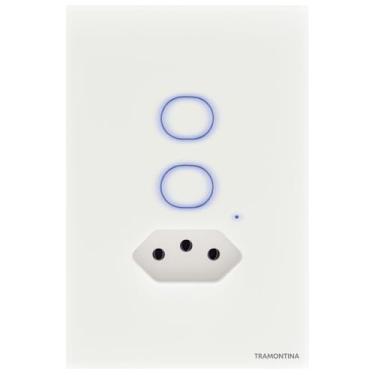 Imagem de Tramontina Interruptor Inteligente​ Touch Smart Wi-Fi Branco com ​2 ​T​eclas e 1 Tomada 2P+T 10A 250V​ Compatível com Alexa- Onne