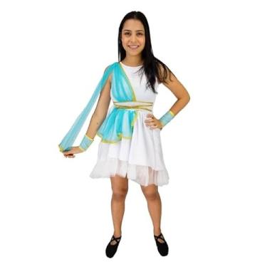 Imagem de Fantasia Deusa Grega Infantil Com Braceletes Vestido Romano (M 4-6)