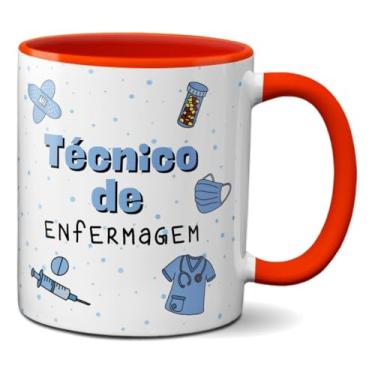 Imagem de Caneca Técnico De Enfermagem Símbolos Xícara Profissão (Vermelha)