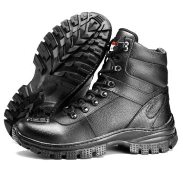 Imagem de Bota Tática Militar Desert, Couro Bovino Legítimo, Cano Alto, Solado Antiderrapante, Resistente à Água (Preto, BR, Adulto, Numérico, 40)