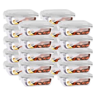 Imagem de Jogo Com 20 Potes Vidro Tampa Silicone Hermetica 370ml Marmitas