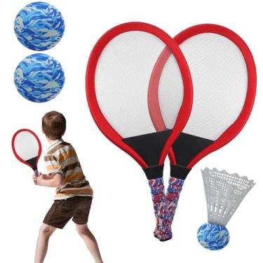 Imagem de Raquete infantil de badminton, raquetes de tênis para crianças esportivas ao ar livre - 1 par para iniciantes equipamentos interativos com bola para o jardim de infância da escola primária Playground
