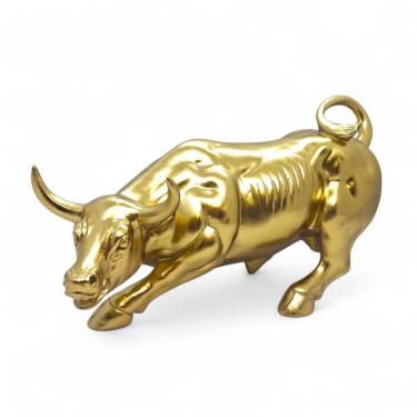 Imagem de Estátua Touro de Wall Street Dourado Resina Decoração 20 cm