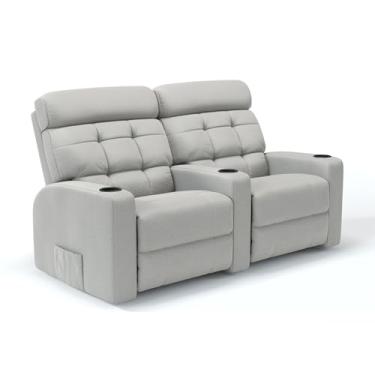 Imagem de Sofá 2 Lugares Reclinável Elétrico Massagem Linha Cinema em Linho Damie (Cinza)