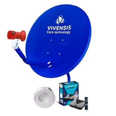 Imagem de Antena Chapa Azul + 1 Lnbf Simples + 1 Cabo +1 Vivensis Vxsmart