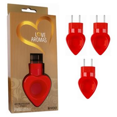 Imagem de Kit 3 Difusor Elétrico Original de Essências Coração Love Aromas Vermelho Bivolt – Aromatizador de Ambientes e Difusor de Óleos Essenciais, Aromas para Presente Criativo
