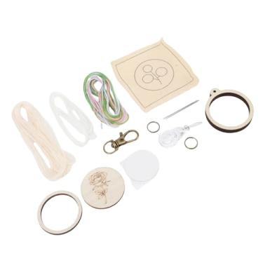 Imagem de GLOGLOW Kit de Criação de Chaveiro de Bordado, Suprimentos para Suprimentos para Punção Mini Decoração de Argola de Madeira Fácil de Usar o Conjunto de Bordados para As Teclas de Bolsas e Telefone