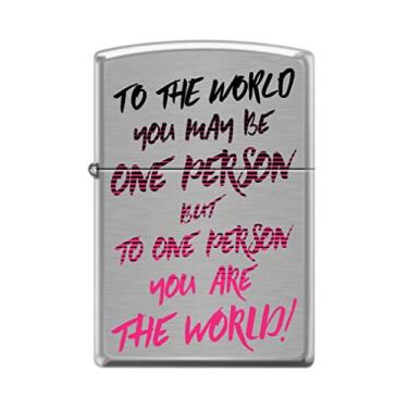 Imagem de Zippo Isqueiro - to The World-One Person cromado escovado à prova de vento #Z5209