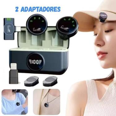 Imagem de Microfone de Lapela Profissional Sem Fio Duplo Anti ruído P/ iPhone, A