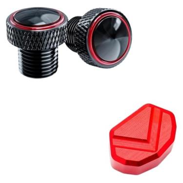 Imagem de BYYINGSUS Espelhos de motocicleta tampas de parafusos de plugue de furo de espelho tampa de chave de seta compatível com Z900 Z750 Z650 Z800 Z1000 SX Z400 (1 conjunto vermelho)