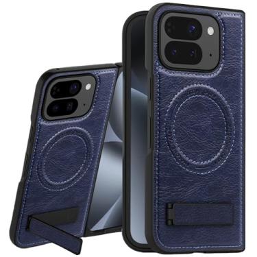 Imagem de Fofvccv Capa magnética dobrável para Google Pixel 10 Pro, couro sintético compatível com Magsafe, capa protetora fina à prova de choque para Pixel 10 Pro Fold JD azul