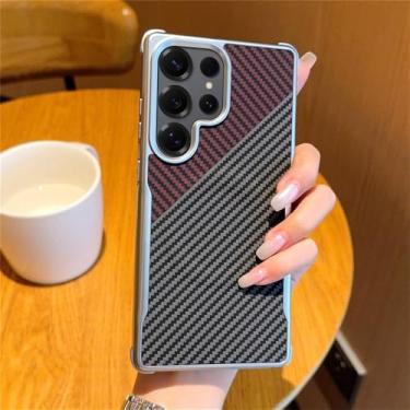 Imagem de Capa magnética com padrão de fibra de carbono e armadura de revestimento para Samsung S25 Ultra S25Plus S25, cinza e vermelha, para Galaxy S25+