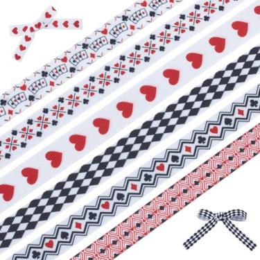 Imagem de HOBBIESAY Conjunto de 6 rolos de fita de baralho de 1,5 cm de largura, estilo pôquer, fitas de gorgorão, estilo punk, fita de cartão de pôquer, fitas de tecido mágico para decoração de festa em casa