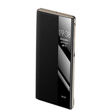 Imagem de LYJSMGZ Capa de couro para Huawei Mate XT, capa galvanizada magnética função de visualização de janela flip proteção de corpo inteiro capa de negócios, preta, Mate XT