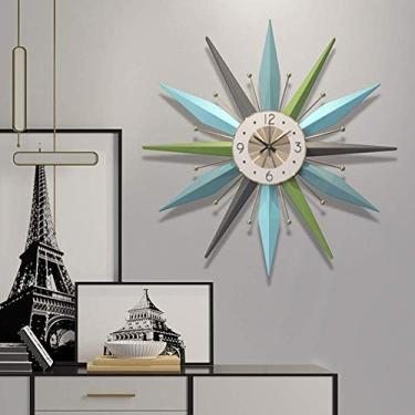 Imagem de Relógio decorativo grande para decoração de parede/relógio de parede, vintage industrial rústico estilo casa de fazenda moderna decoração de casa ideal para sala de estar relógio analógico de metal