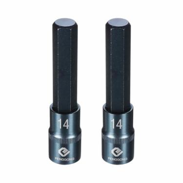 Imagem de HARFINGTON 2 soquetes hexagonais de impacto de 1/5.1 cm H17 (17 mm) de comprimento métrico 10.2 cm S2 soquetes de aço 6 pontos para adaptador de furadeira elétrica, azul