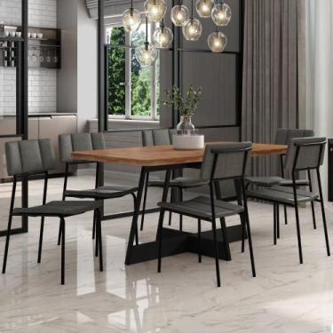 Imagem de Conjunto Sala de Jantar Los Angeles 6 Cadeiras Carraro Grafite/Preto/N
