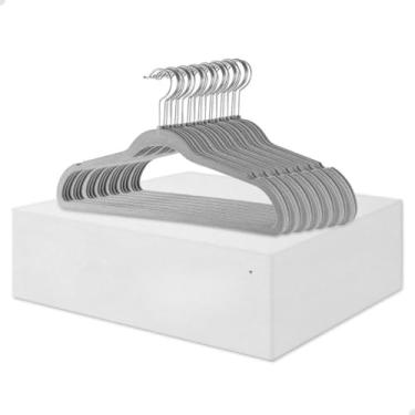 Imagem de Kit Cabides Veludo Para Roupas Adulto 30 Unidades Fino Resistente(Cinza)