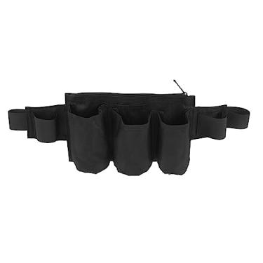 Imagem de HEEPDD Cinto de Ferramenta de Jardim, 3 Bolsos 1 Com Zíper 2 Tiras Laterais Oxford Fabric Bolsa de Ferramentas Ajustável para Camping Familiar Nan (Preto)