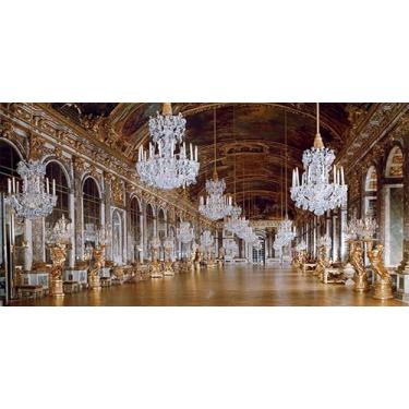Imagem de TTQYFNM 6 x 3 m Palácio de Versalhes Pano de fundo de galeria de espelhos de luxo escultura retrô mural de teto para amantes de casamento, adultos, adereços de estúdio de fotos de vinil
