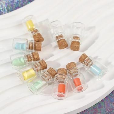 Imagem de 10 mini garrafas de vidro com potes minúsculos de cortiça, pequenos frascos de poção, frascos de feitiço, garrafa de areia, pequenas garrafas decorativas para artesanato, exibição, lembrancinhas de