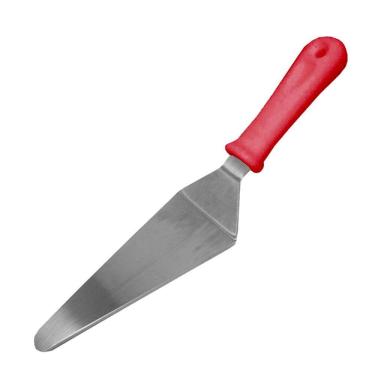 Imagem de Espátula Para Cortar Bolo Torta Doces Em Inox Vermelha 25Cm