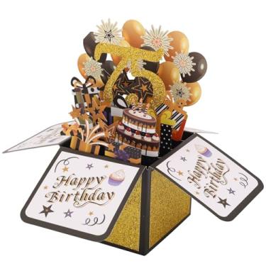 Imagem de Cartão Pop-Up 75º Aniversário, Cartão de Felicitações 3D Engraçado com Envelope e Pequeno Bilhete para Marido Esposa e Pais Comemoração de 75º Aniversário