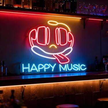 Imagem de Neonawall Happy Music Neon Sign for Wall Decor Light Up Letters Business Led Sign Music Birthday Party Signs Led Decorative Night Signs Room Decorations Christmas Party Gifts for Bar Musician Studio