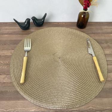Imagem de Lugar Jogo Americano Redondo Mesa Posta Cozinha Jantar Decorativo Sousplat Tramado Flexível (8, Marrom C)