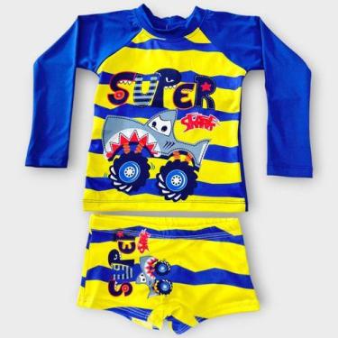 Imagem de Roupa de Banho Manga Longa UV Menino Com Cueca Várias Estampas Sol Ver
